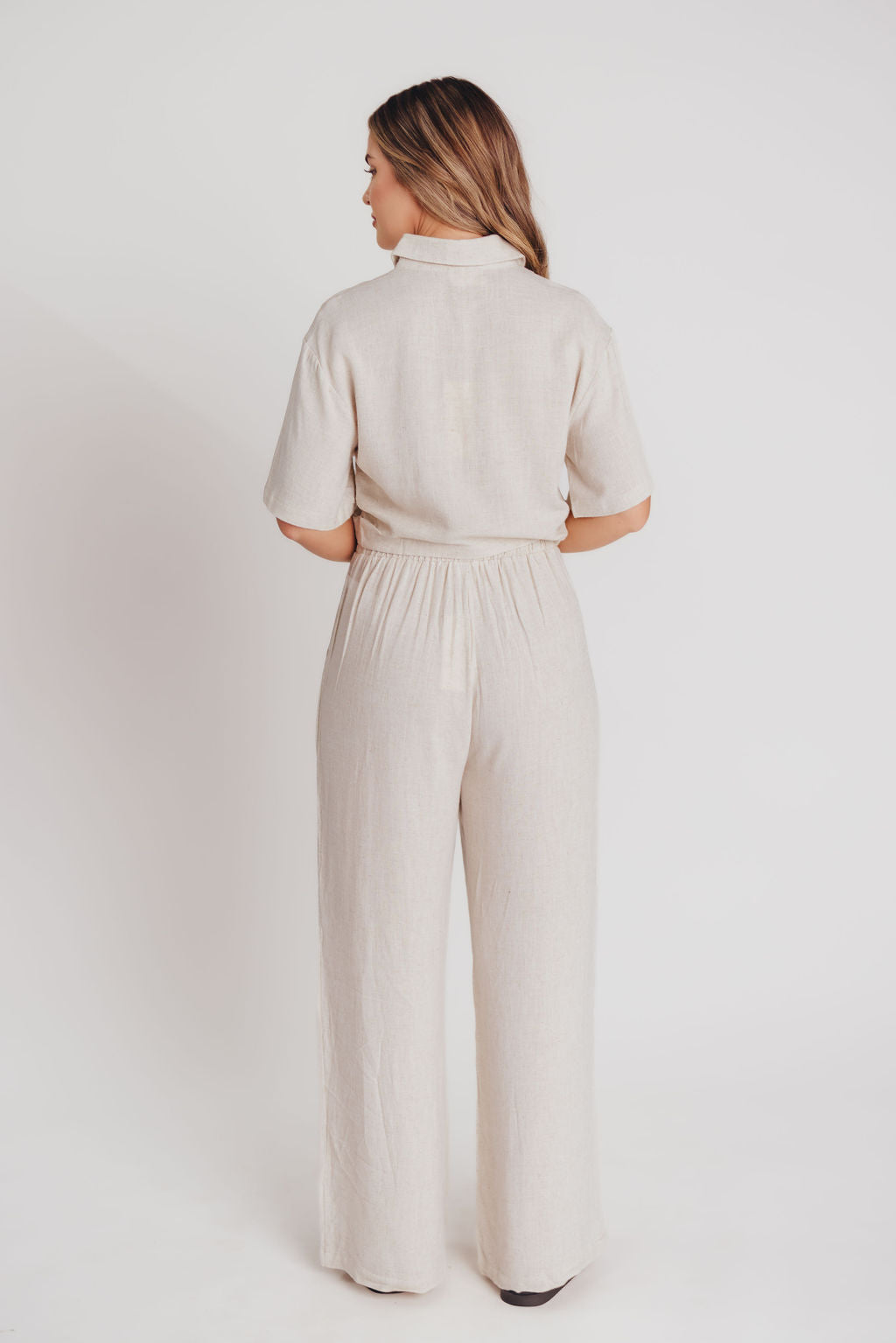 Erin Linen Blend Pleated Trousers in Natural
