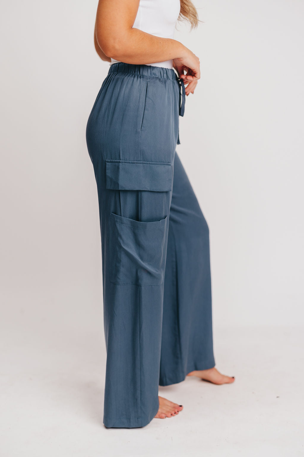 Chloe Tencel Cargo Pants in Storm