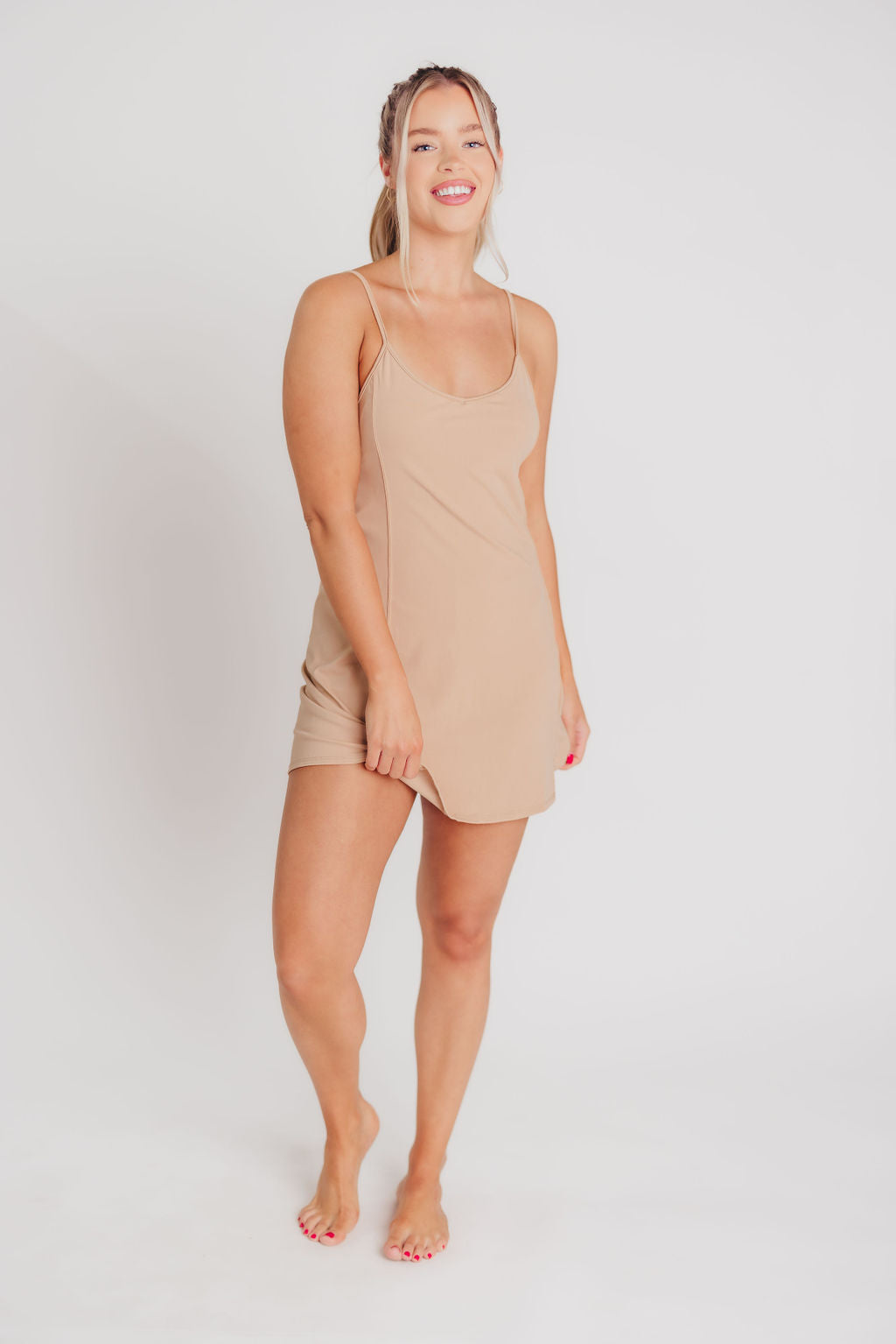 Anaheim Athletic Mini Dress in Taupe