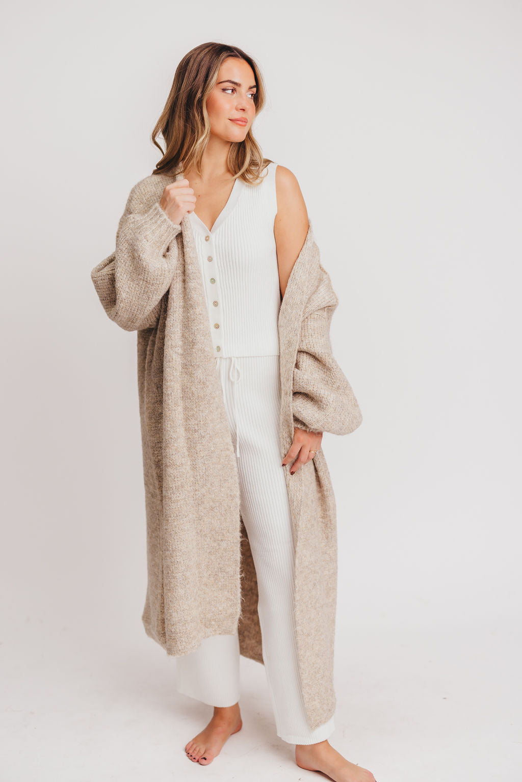 Collective Worth Rolled – Oatmeal Oversized Amelia in Cardigan Edge