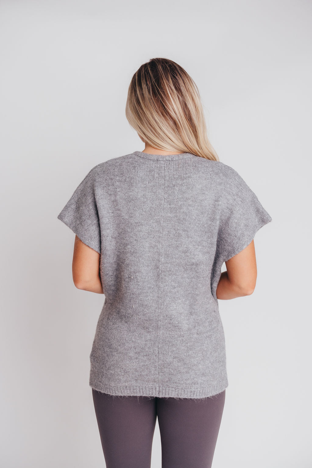 Julie Cross-Over Tunic Sweater in Heather Grey