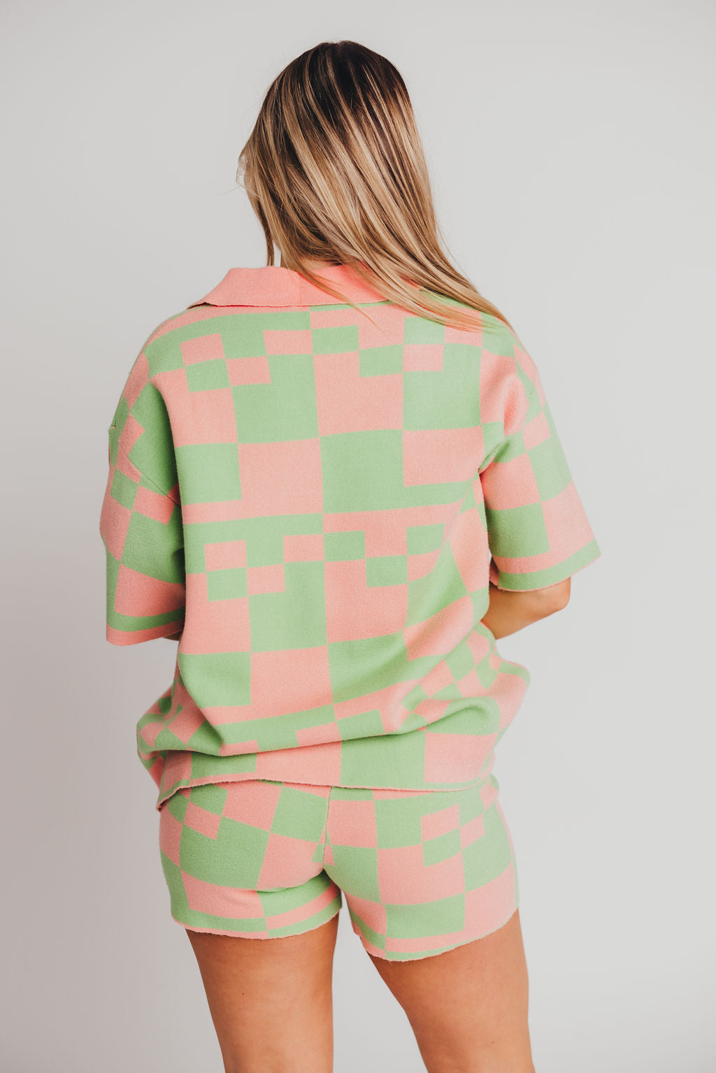 As It Was Button-Up and Shorts Set in Pink and Green