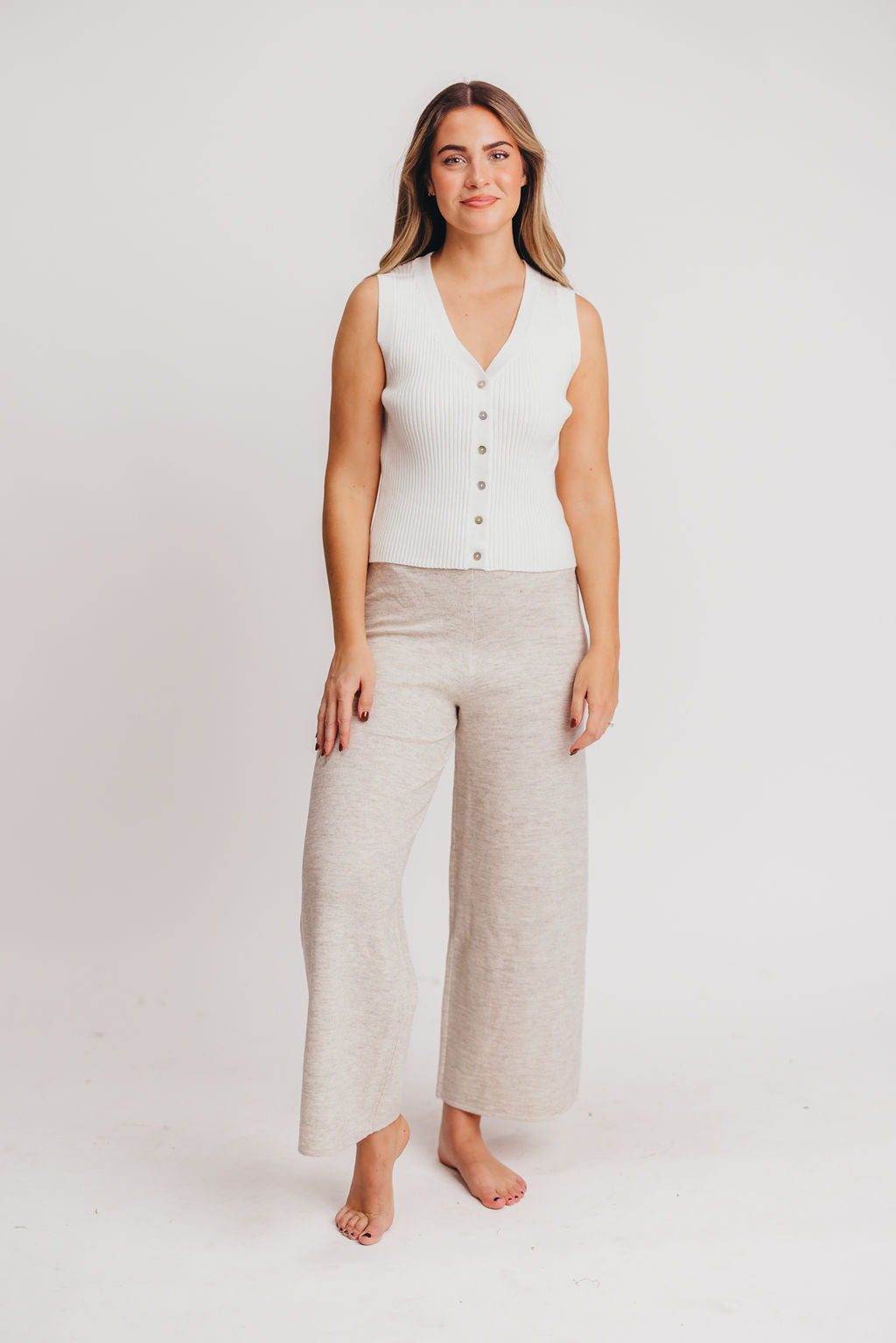 Owen Straight Leg Knit Pants in Grey Mist