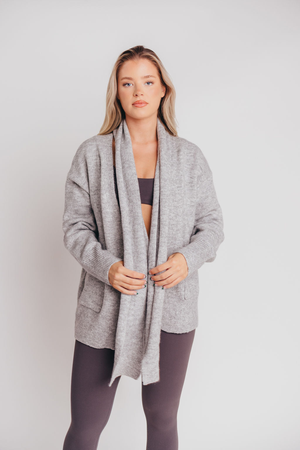 Deborah Scarf Cardigan in Heather Grey