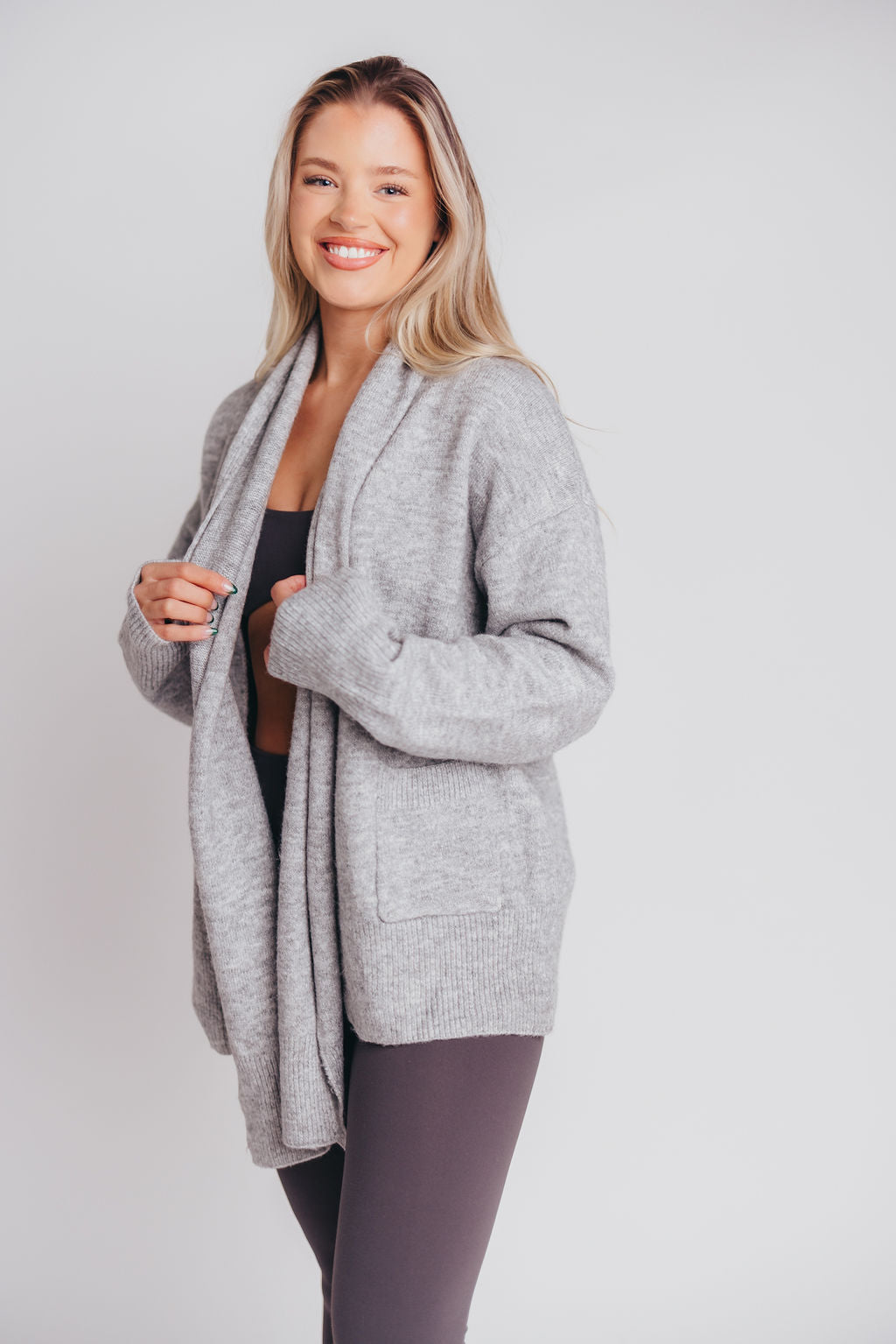 Deborah Scarf Cardigan in Heather Grey
