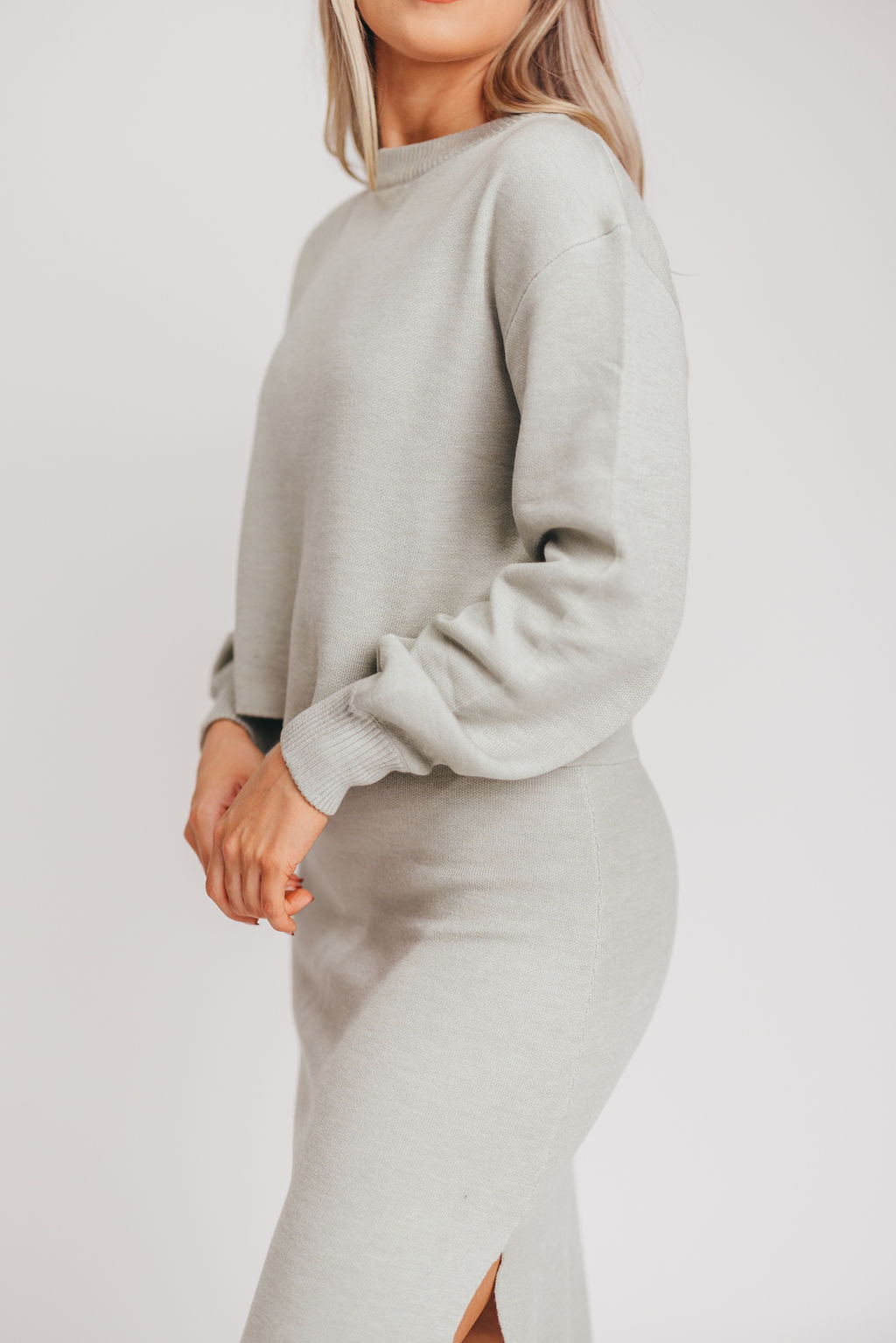 Limerick Relaxed Cropped Sweater in Sage