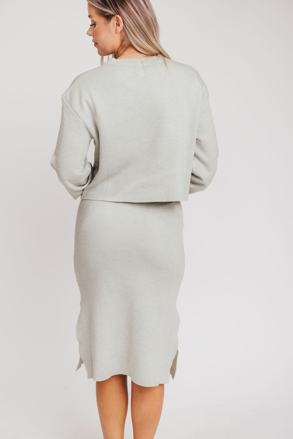 Limerick Sweater Midi Skirt in Sage