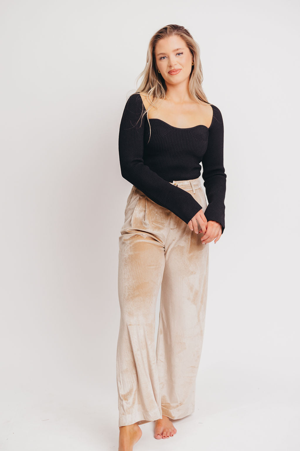 Brooks Velvet Trousers in Latte