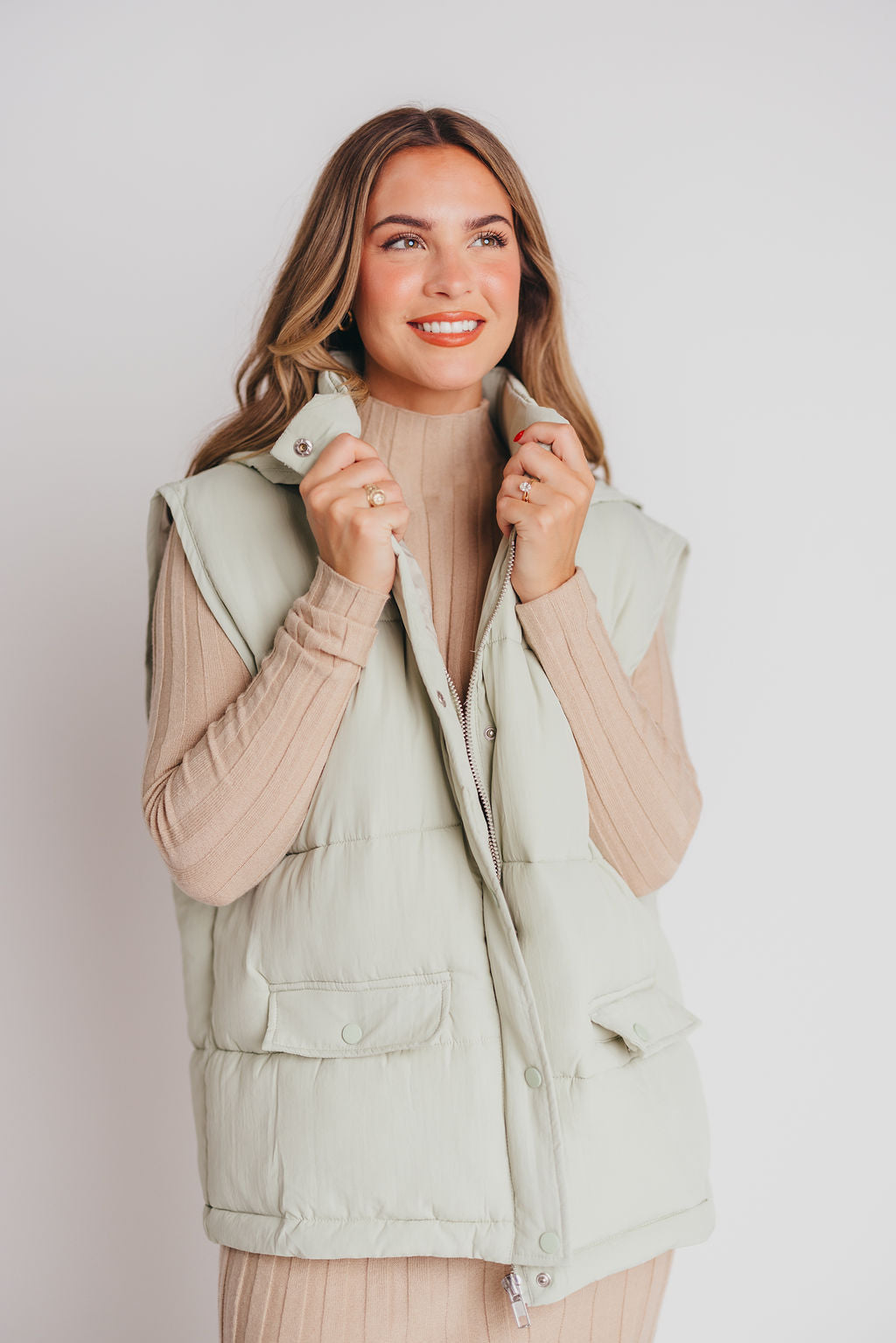 Whereto Sleeveless Vest in Light Sage
