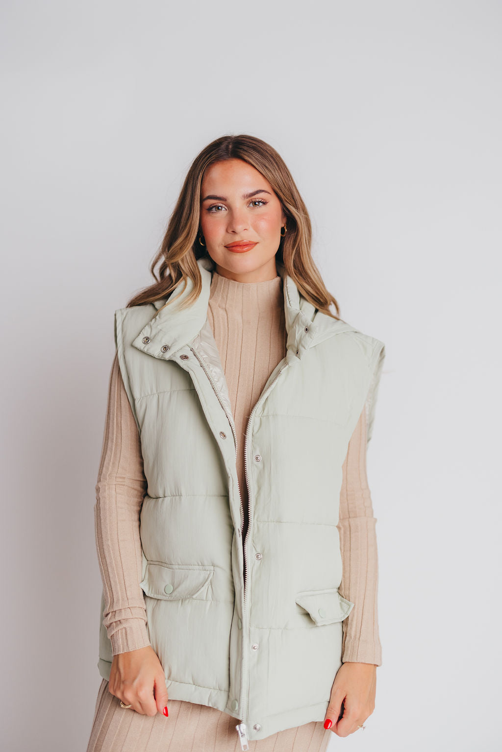 Whereto Sleeveless Vest in Light Sage