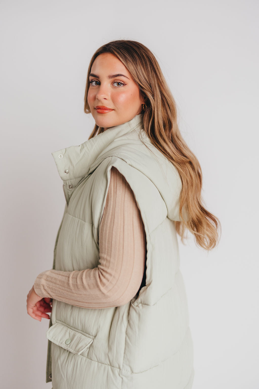 Whereto Sleeveless Vest in Light Sage