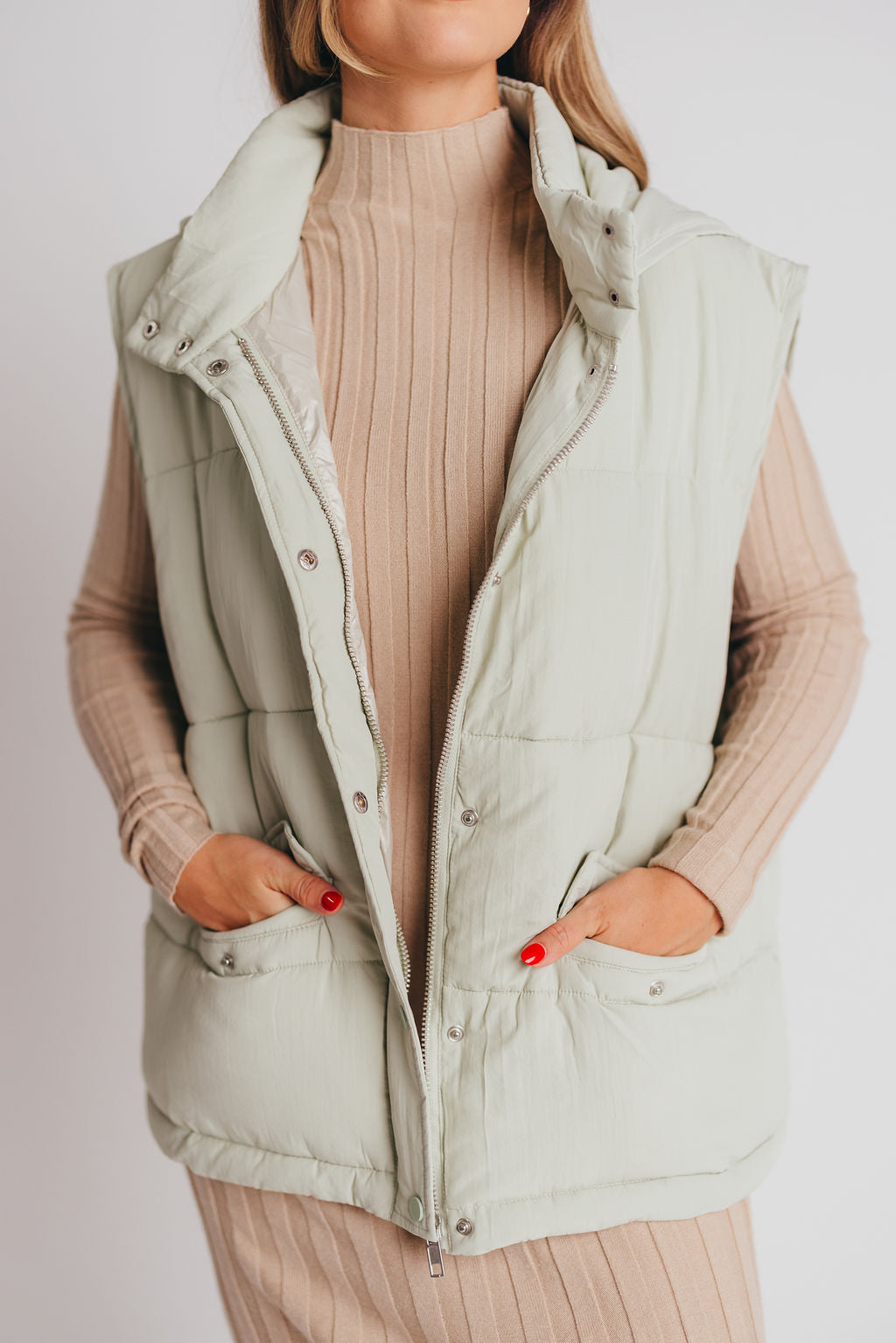 Whereto Sleeveless Vest in Light Sage