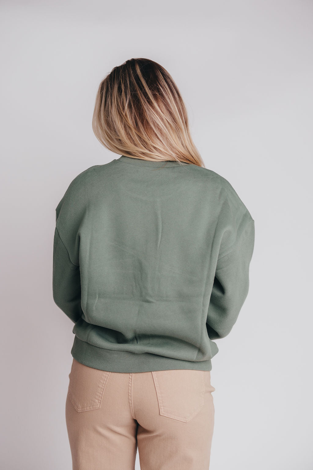 London Calling Boucle Letter Patch Sweatshirt in Emerald