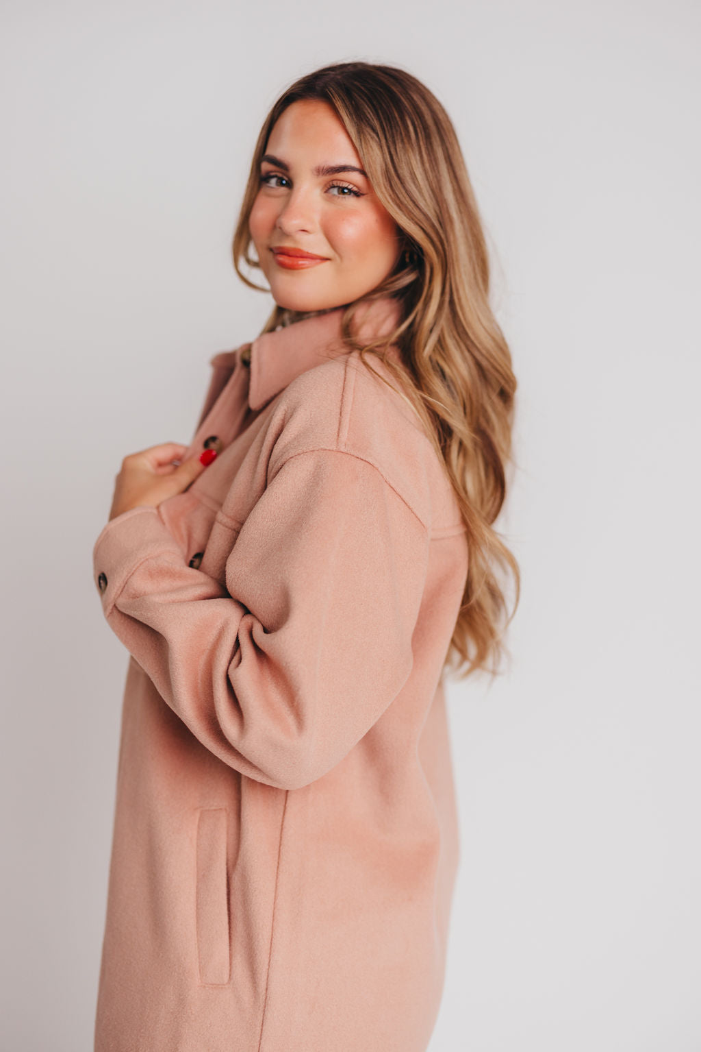 Paramore Cozy Oversized Long Shacket in Dusty Rose