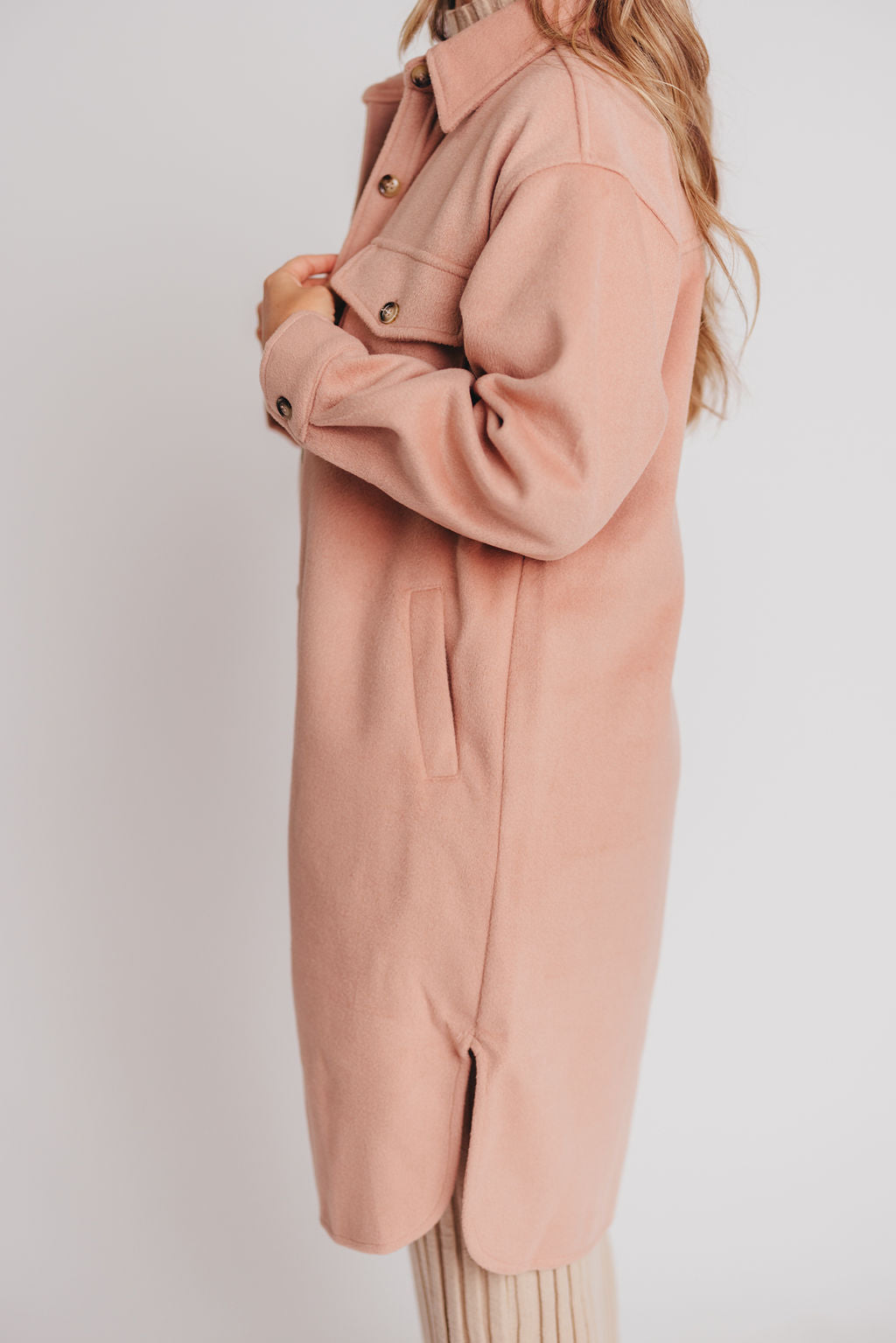 Paramore Cozy Oversized Long Shacket in Dusty Rose