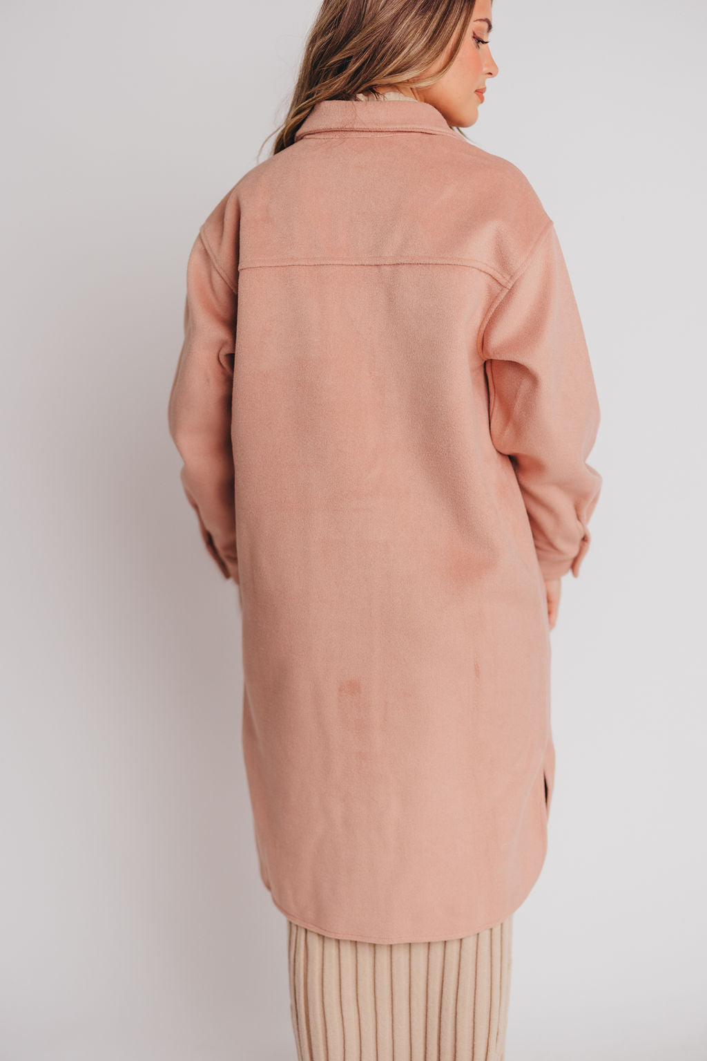 Paramore Cozy Oversized Long Shacket in Dusty Rose