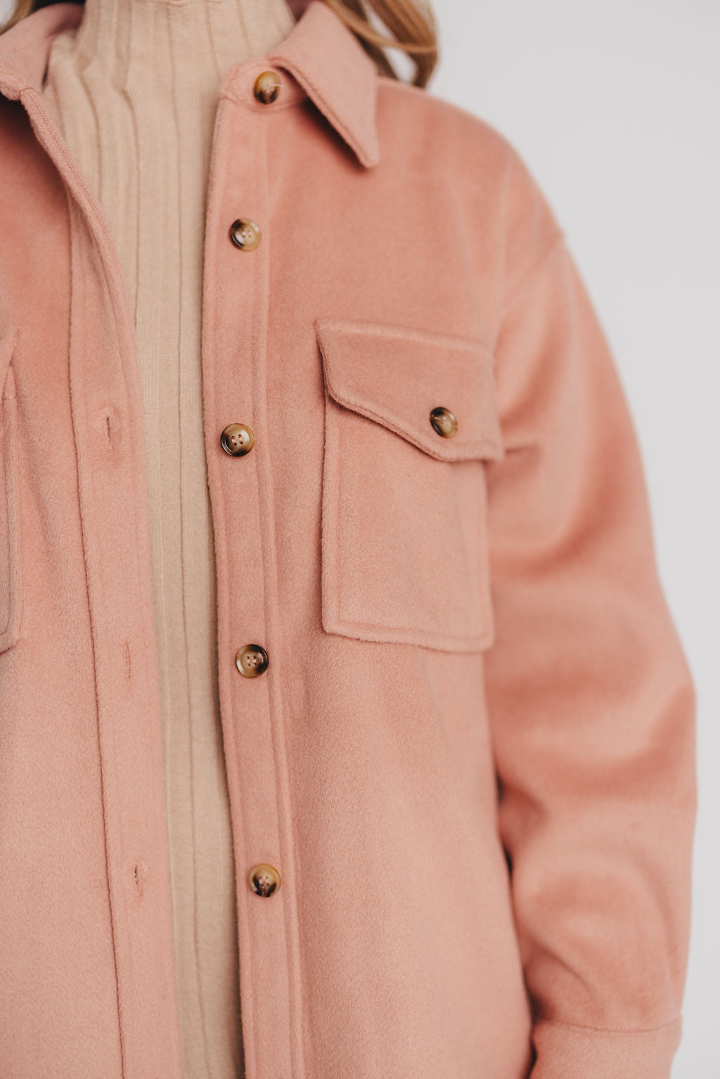 Paramore Cozy Oversized Long Shacket in Dusty Rose
