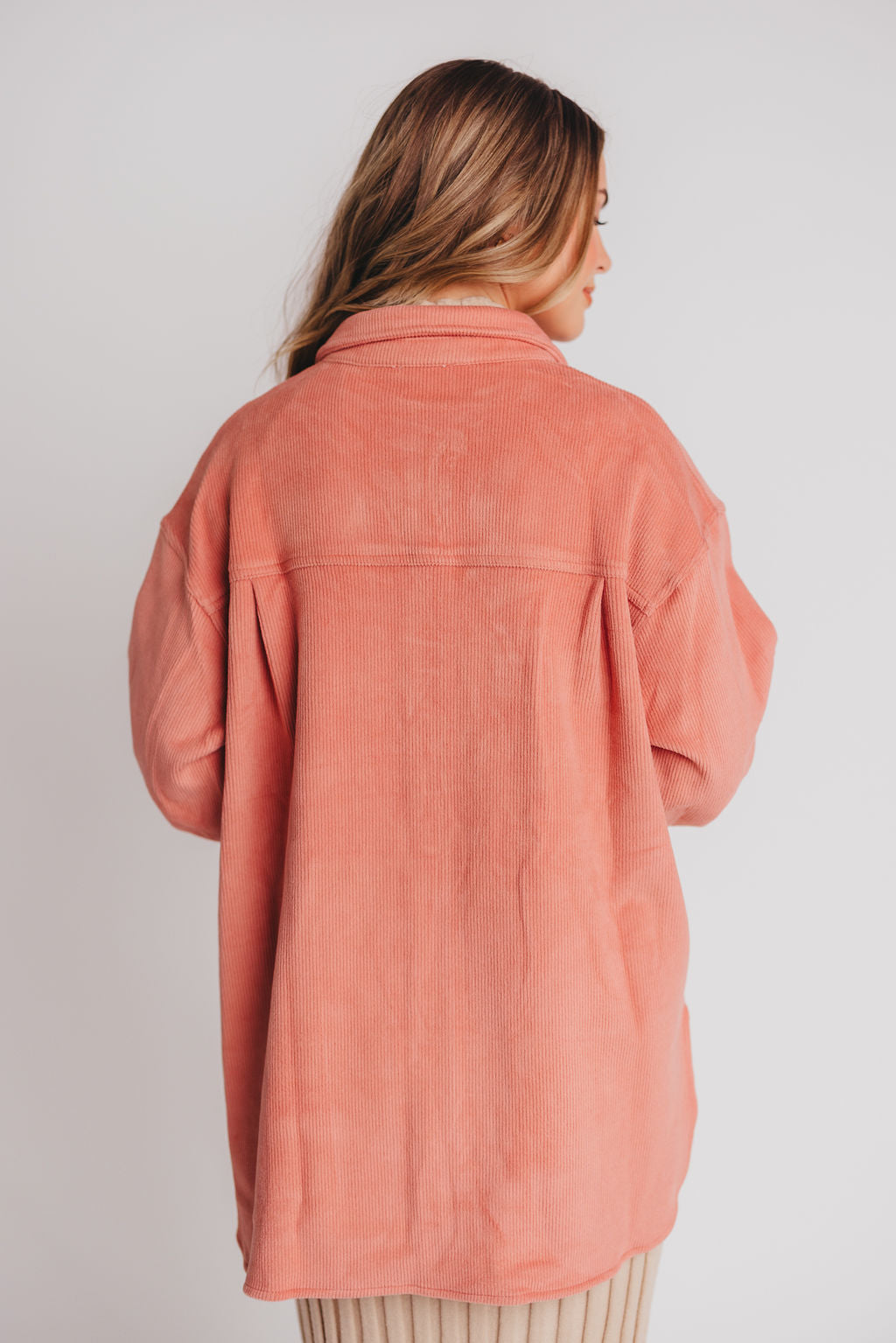 Soft and Lofty Corduroy Shirt Jacket in Rose
