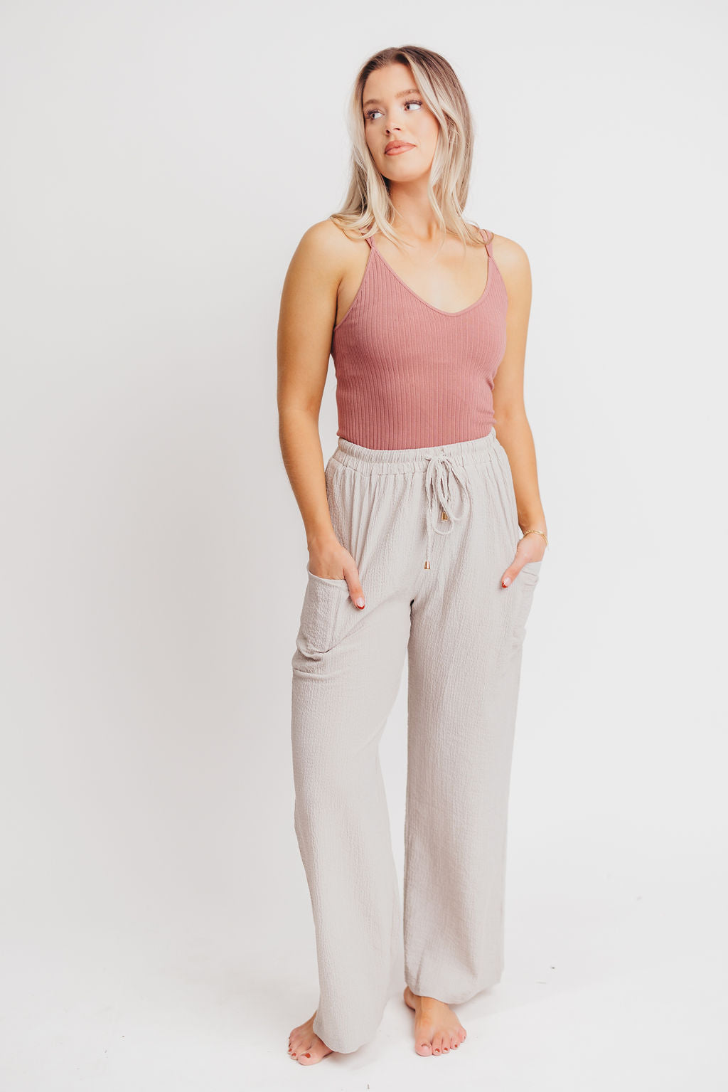 Glow Up Cross Back Ribbed Tank in Chestnut Rose