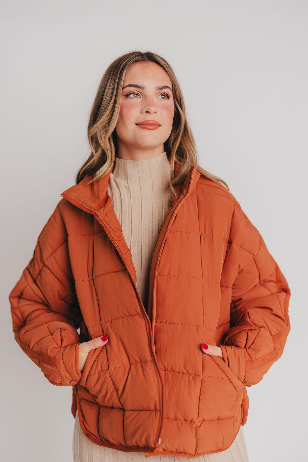 Otto Puffer Jacket in Dusty Rust