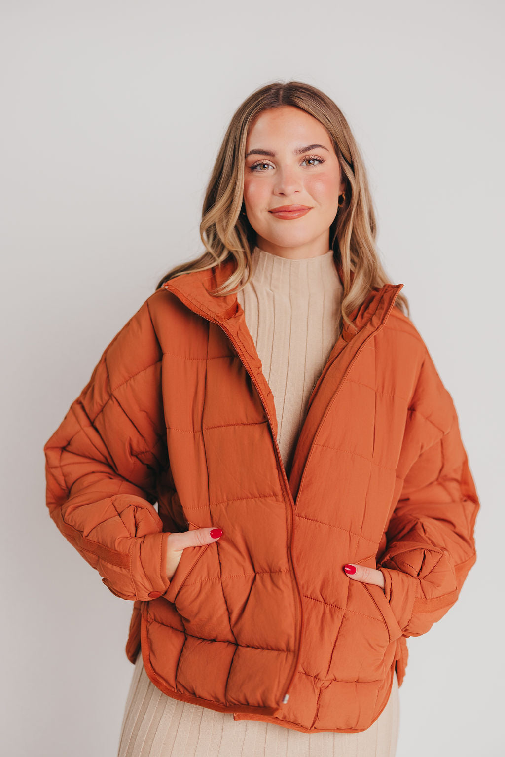 Otto Puffer Jacket in Dusty Rust