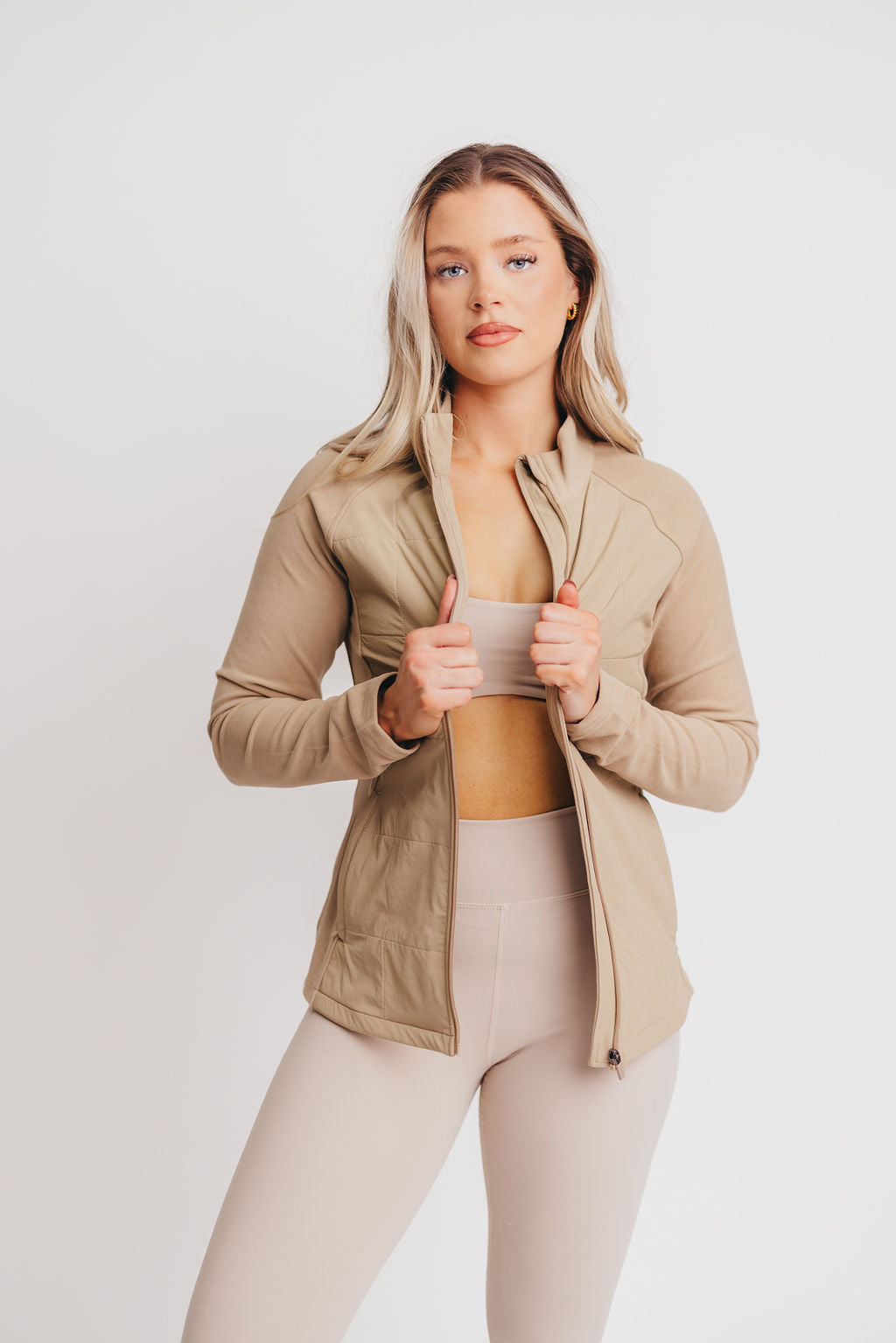 Rhett Hybrid Fleece Jacket in Khaki