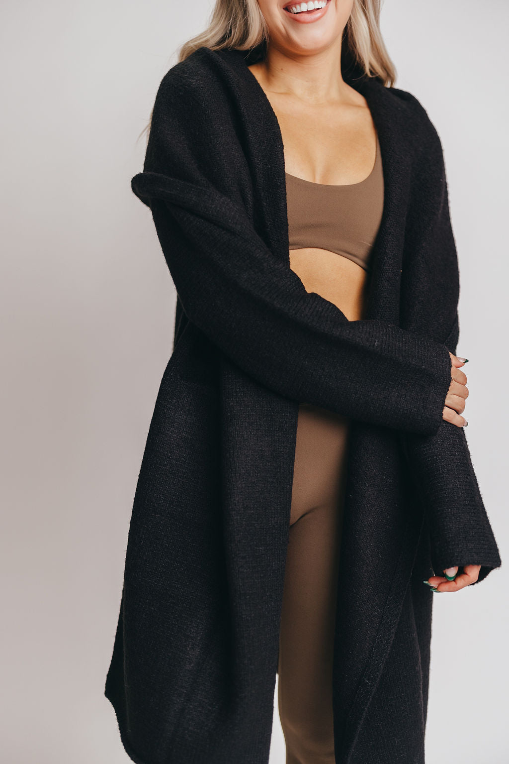 Noah Oversized Hooded Two Pocket Coatigan in Black *LUXURY ITEM*