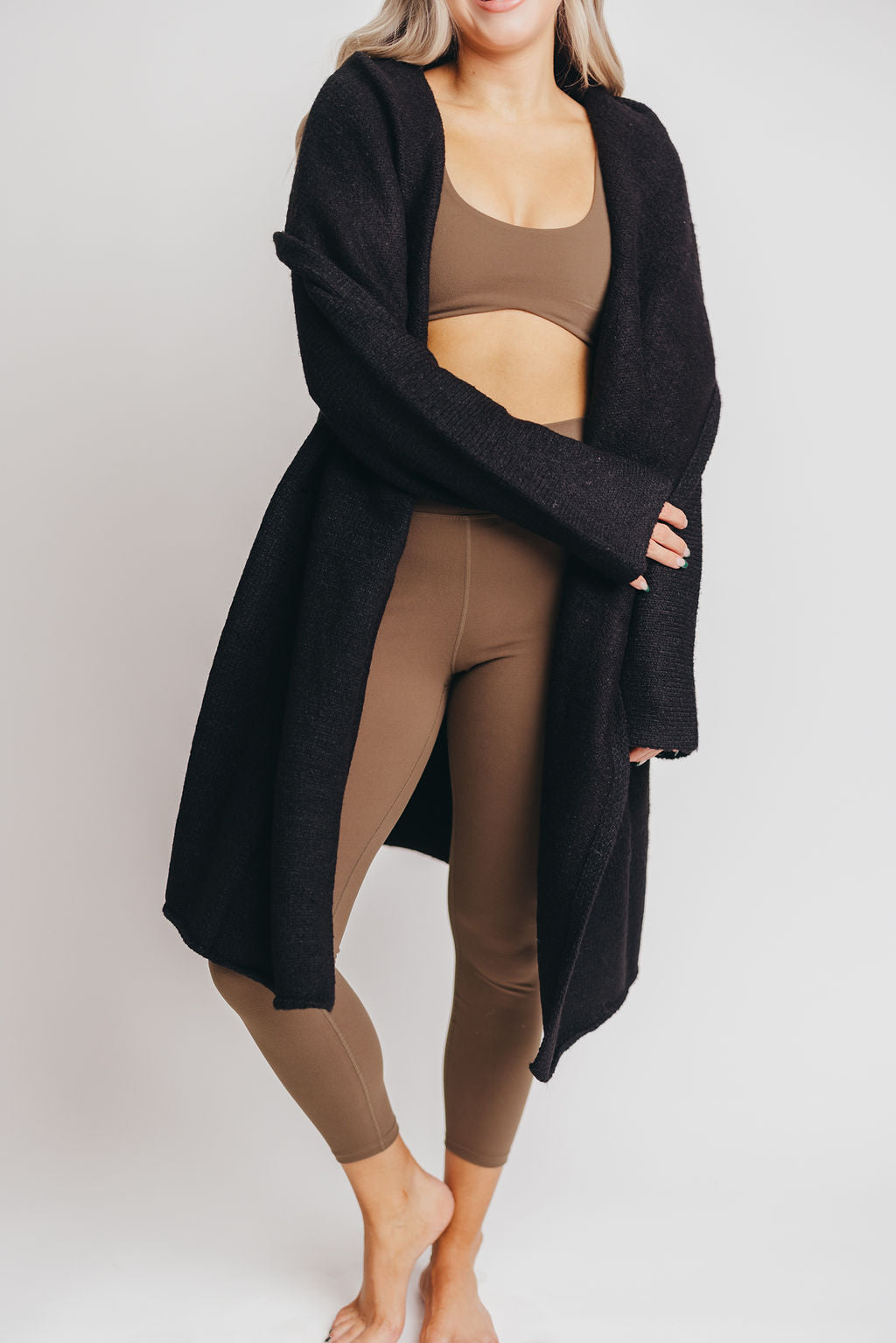 Noah Oversized Hooded Two Pocket Coatigan in Black *LUXURY ITEM*
