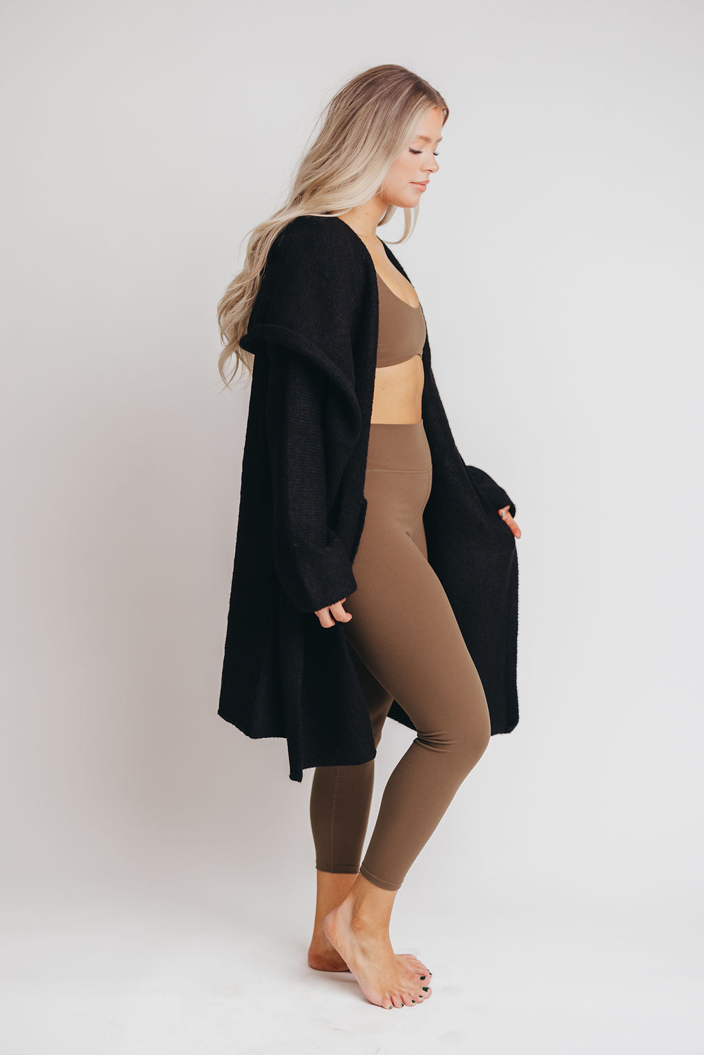 Noah Oversized Hooded Two Pocket Coatigan in Black *LUXURY ITEM*