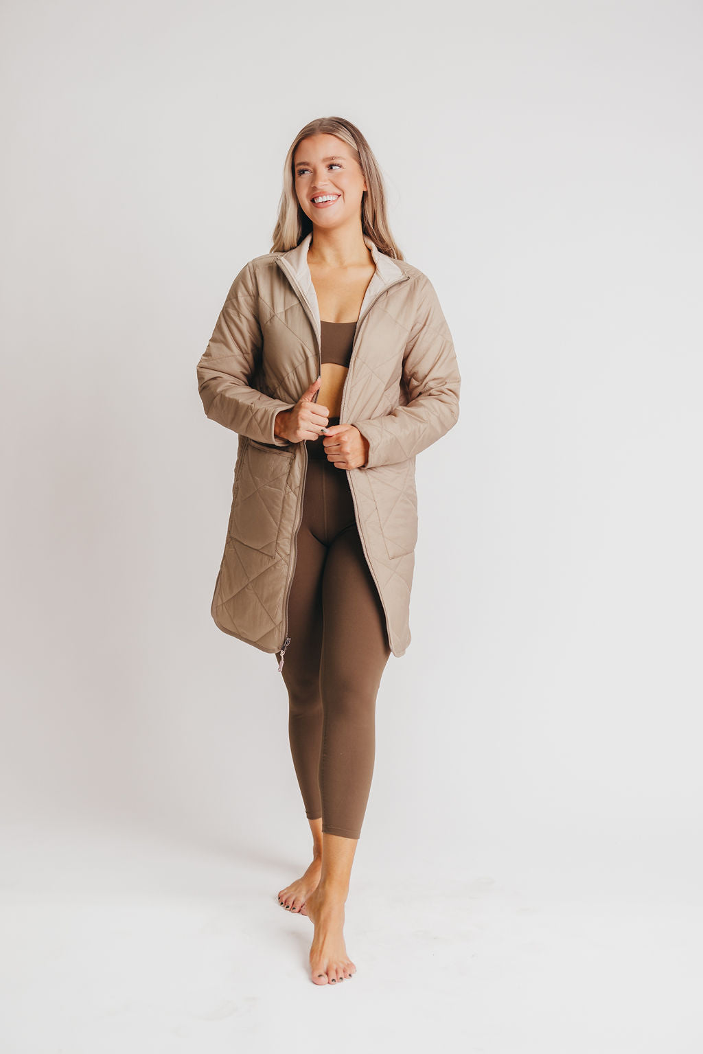 Pixie Reversible Jacket in Almond Dove