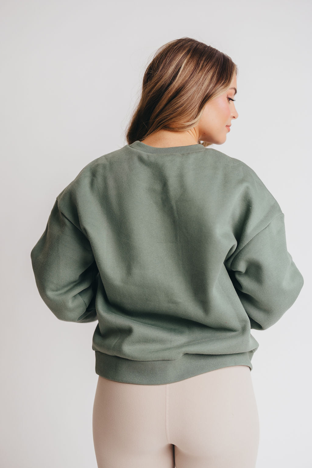 London Calling Boucle Letter Patch Sweatshirt in Emerald