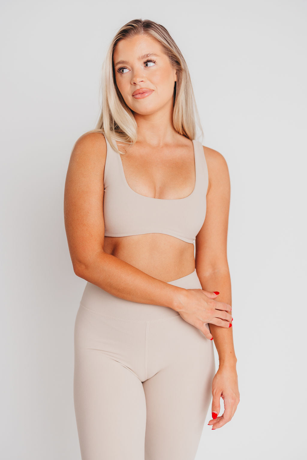 Worth the Label Brushed Scoop Neck Bralette in Ivory Grey