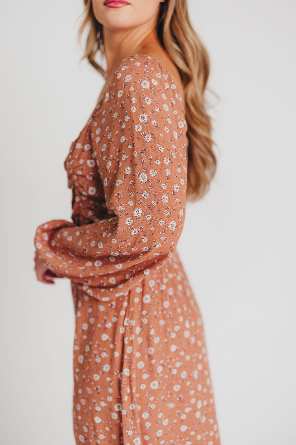 Adrienne Long-Sleeve Button-Up Maxi Dress in Toffee - Bump and Nursing Friendly