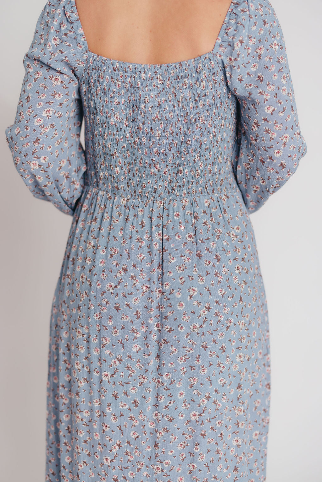 Adrienne Long-Sleeve Button-Up Maxi Dress in Ash Blue - Bump and Nursing Friendly
