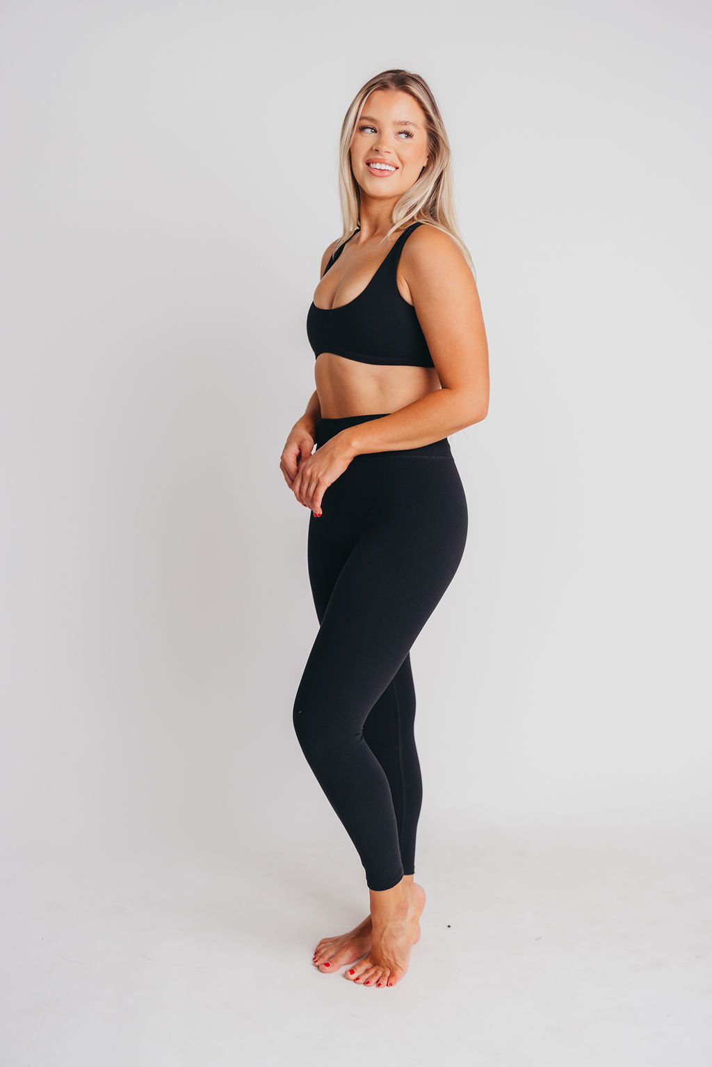 Worth the Label Brushed Scoop Neck Bralette in Black