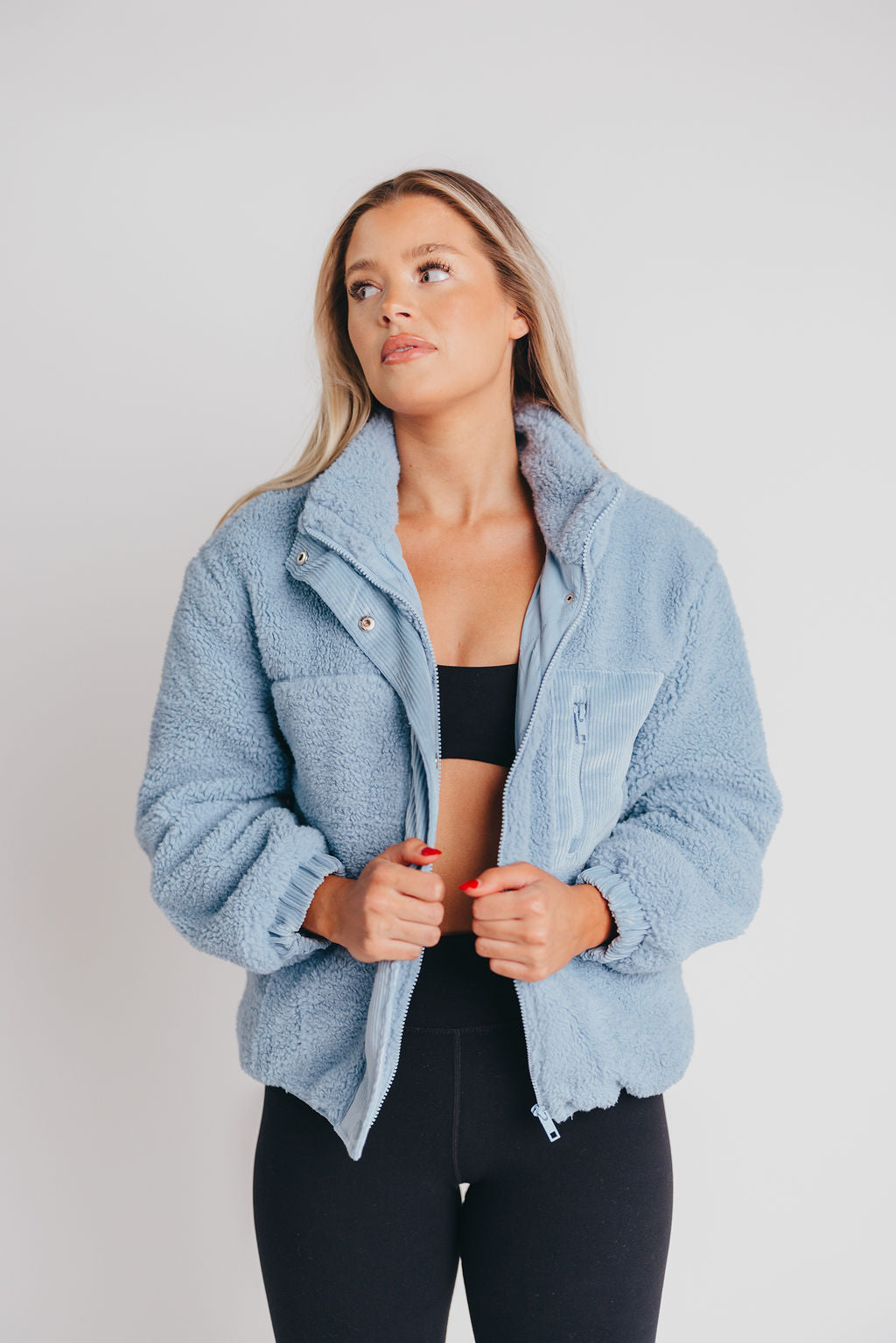 Bella Sherpa Puffer Jacket in Denim