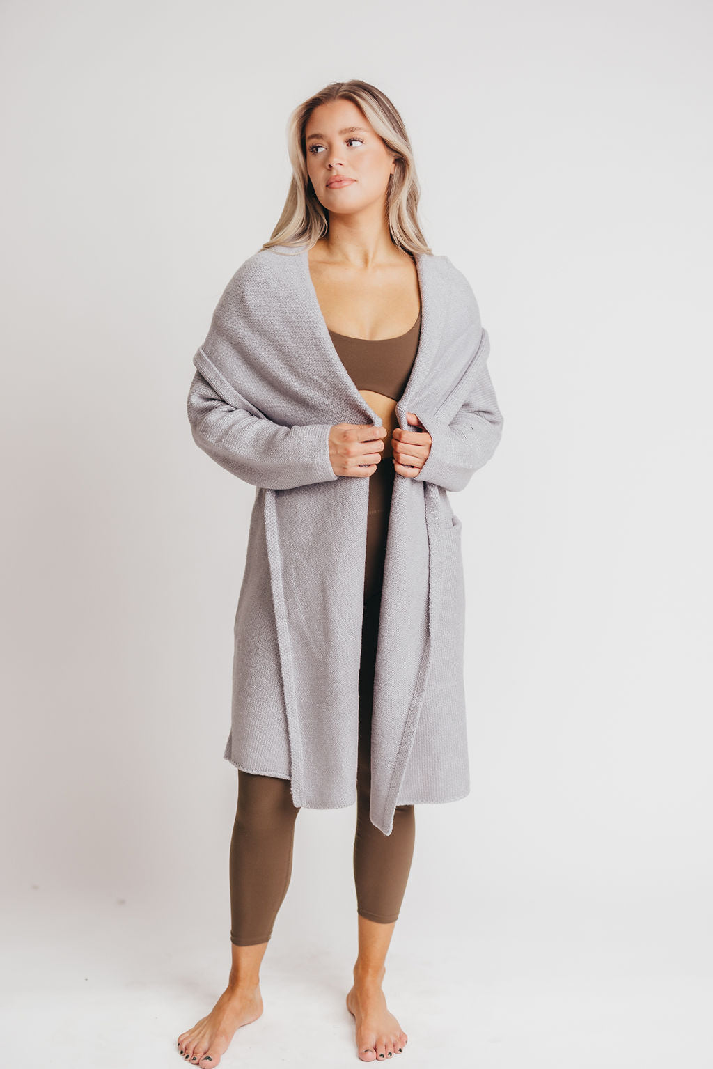 Oversized Detail Long Cardigan - Luxury Grey