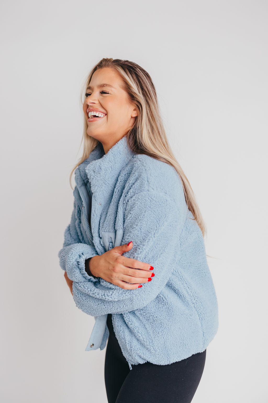 Bella Sherpa Puffer Jacket in Denim