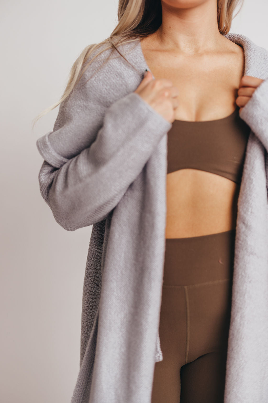 Noah Oversized Two Pocket Coatigan in Light Grey *LUXURY ITEM*