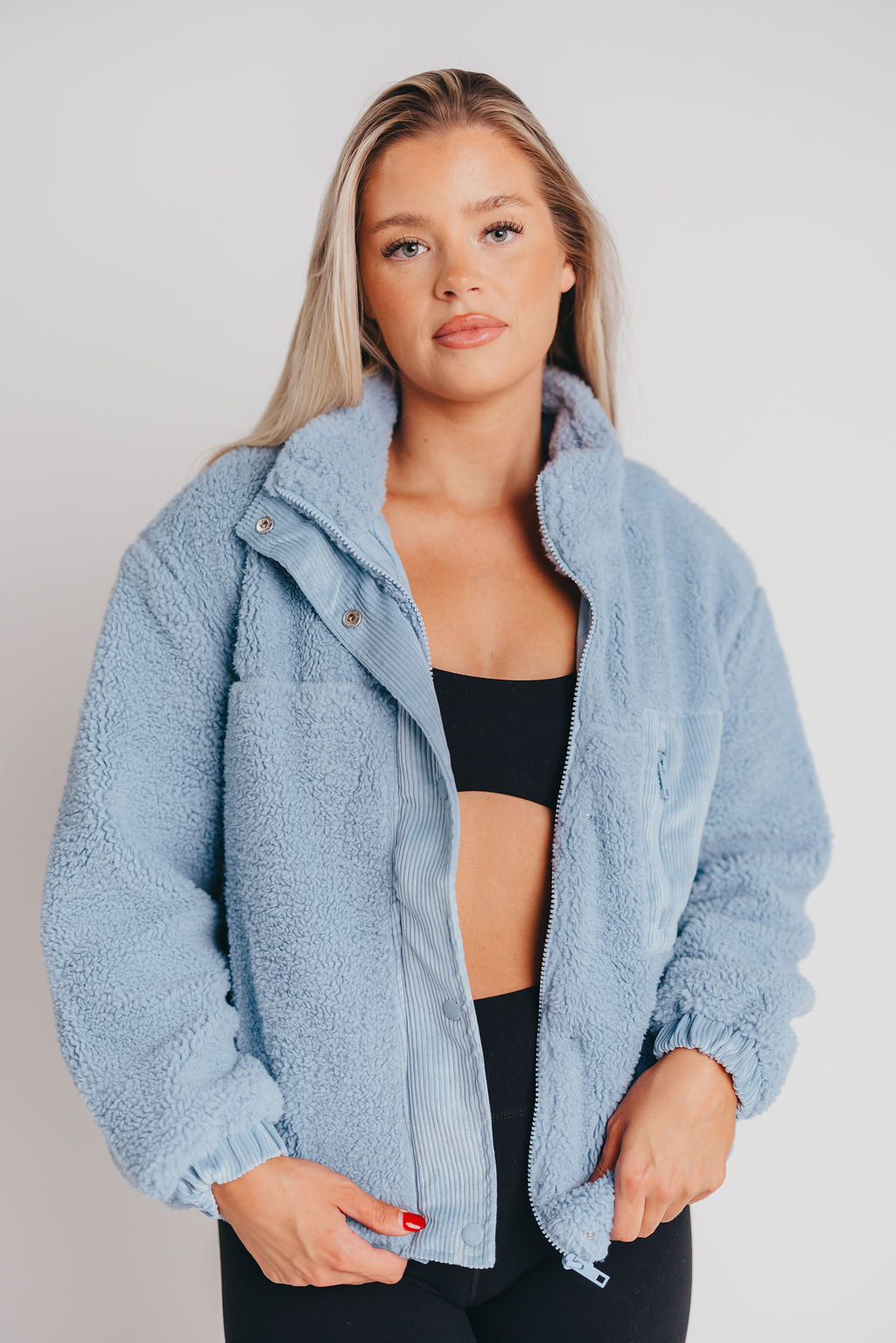Bella Sherpa Puffer Jacket in Denim