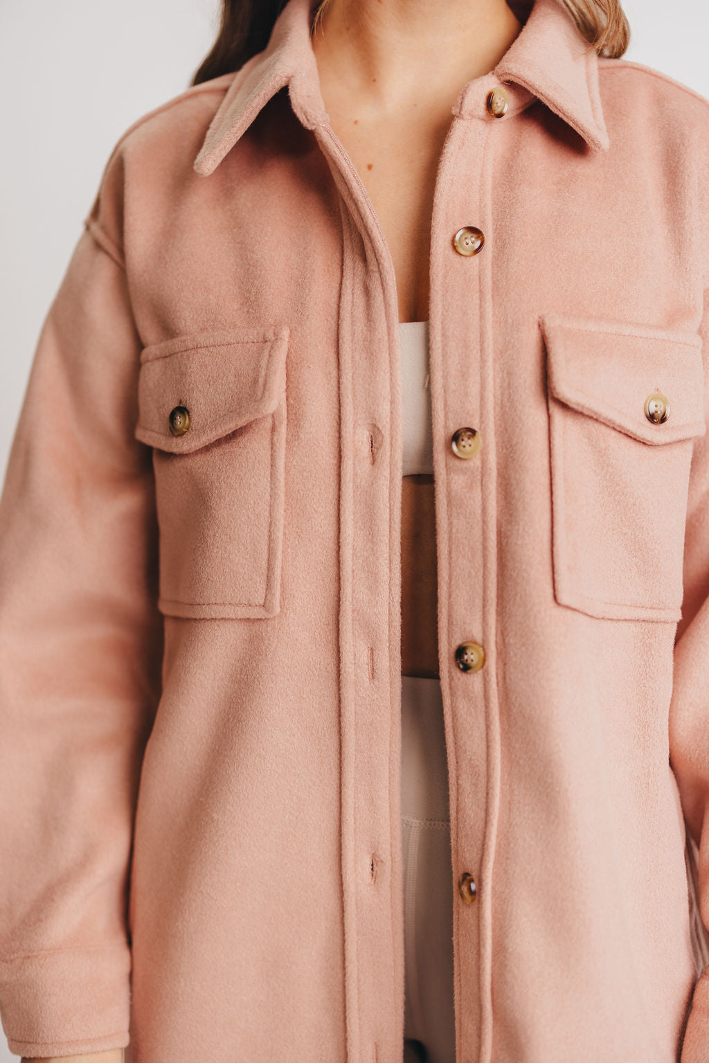 Paramore Cozy Oversized Long Shacket in Dusty Rose