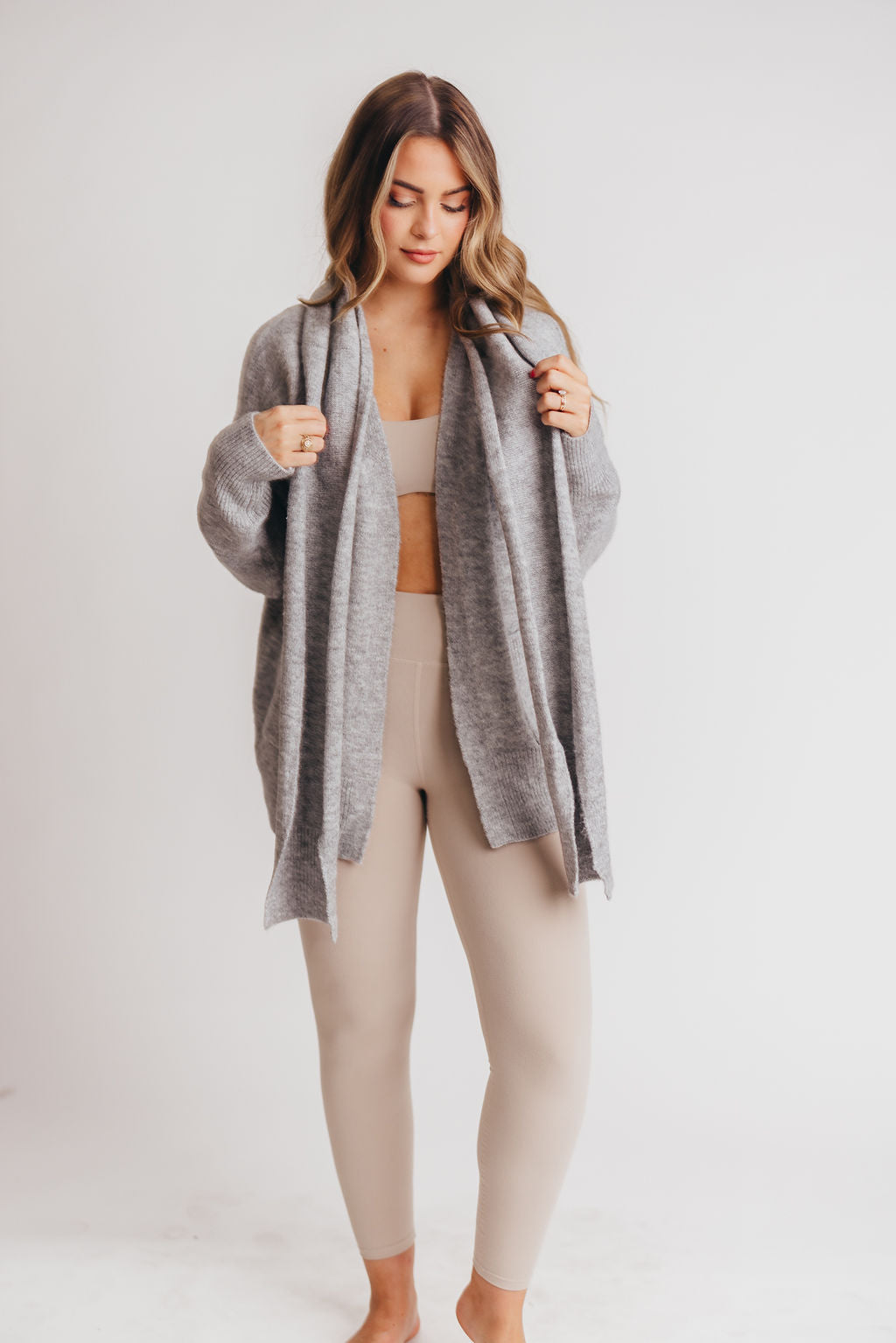 Deborah Scarf Cardigan in Heather Grey