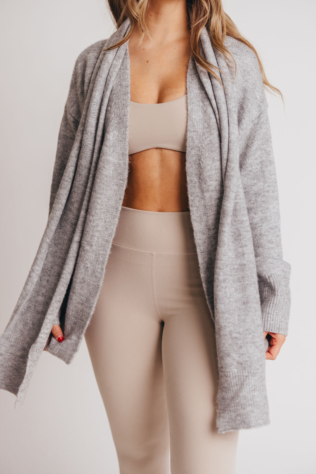 Deborah Scarf Cardigan in Heather Grey