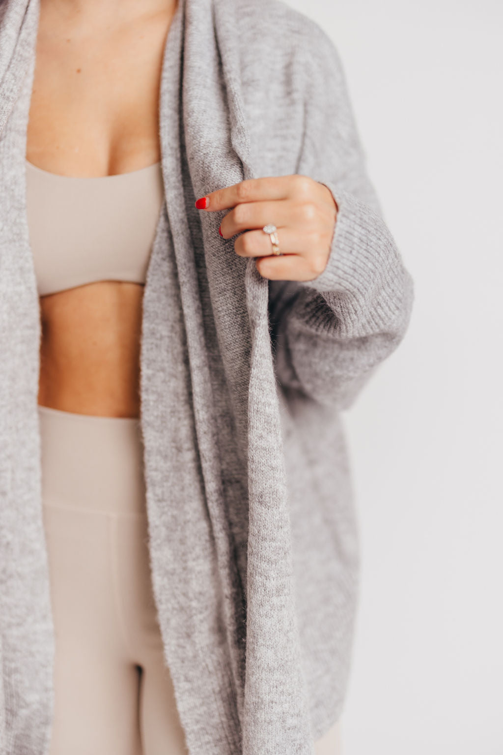 Deborah Scarf Cardigan in Heather Grey