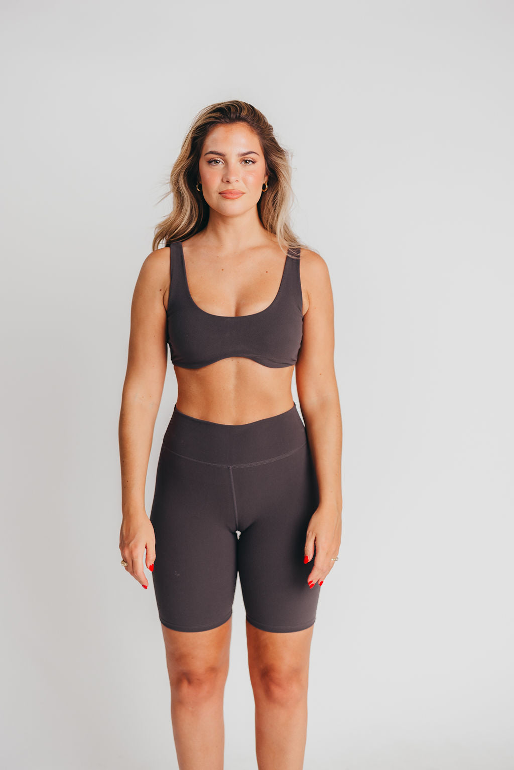 Worth the Label High-Waisted Brushed Biker Shorts in Charcoal