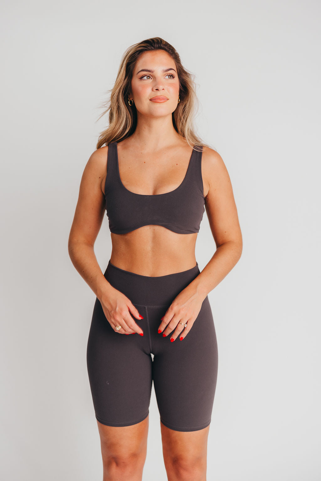 Worth the Label High-Waisted Brushed Biker Shorts in Charcoal
