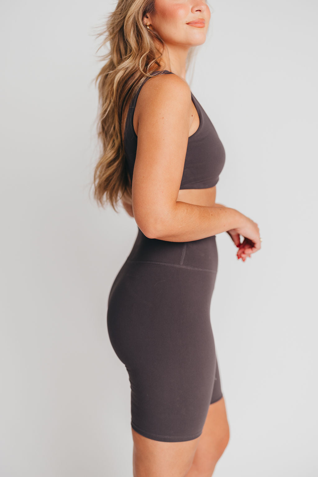Worth the Label High-Waisted Brushed Biker Shorts in Charcoal