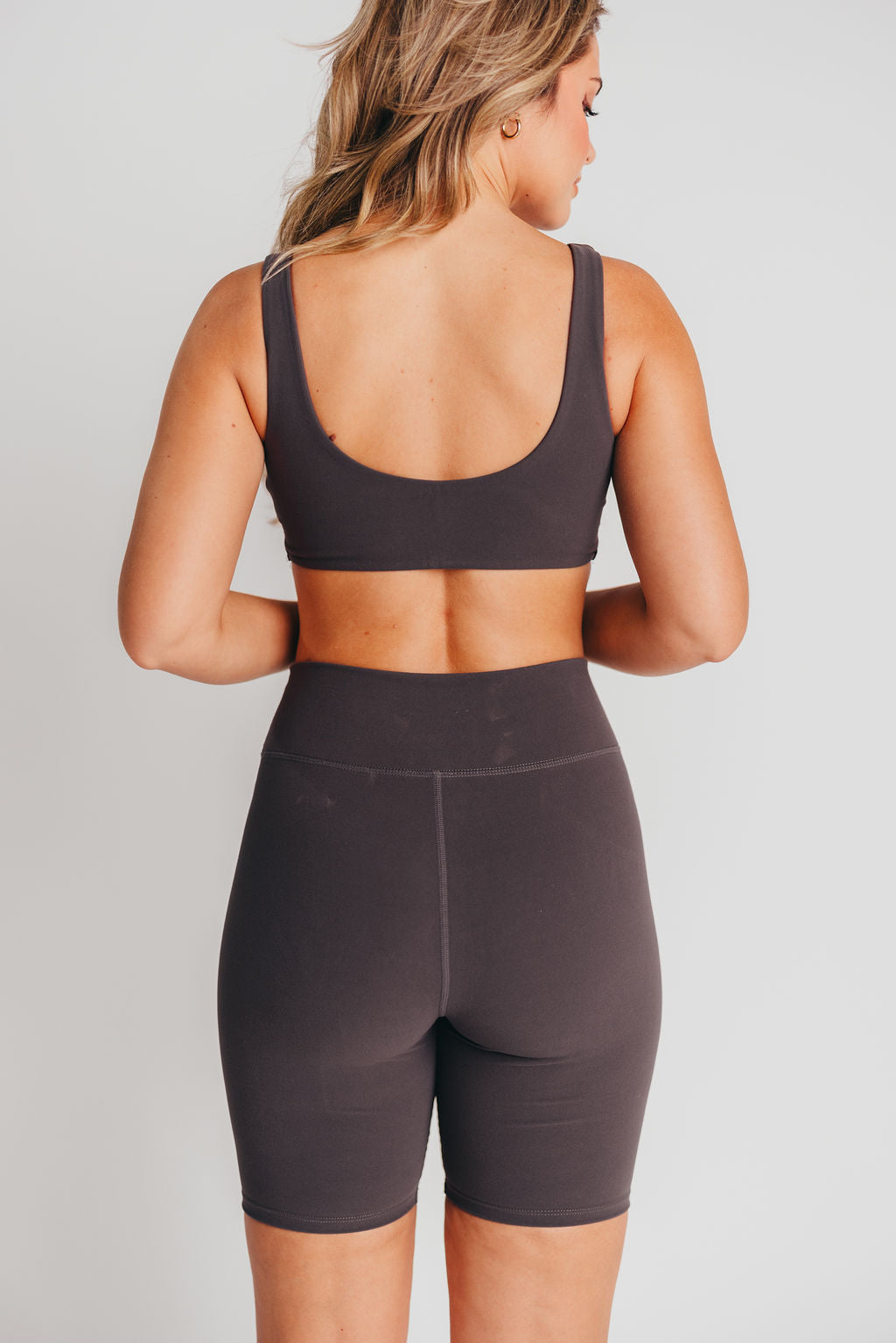 Worth the Label High-Waisted Brushed Biker Shorts in Charcoal