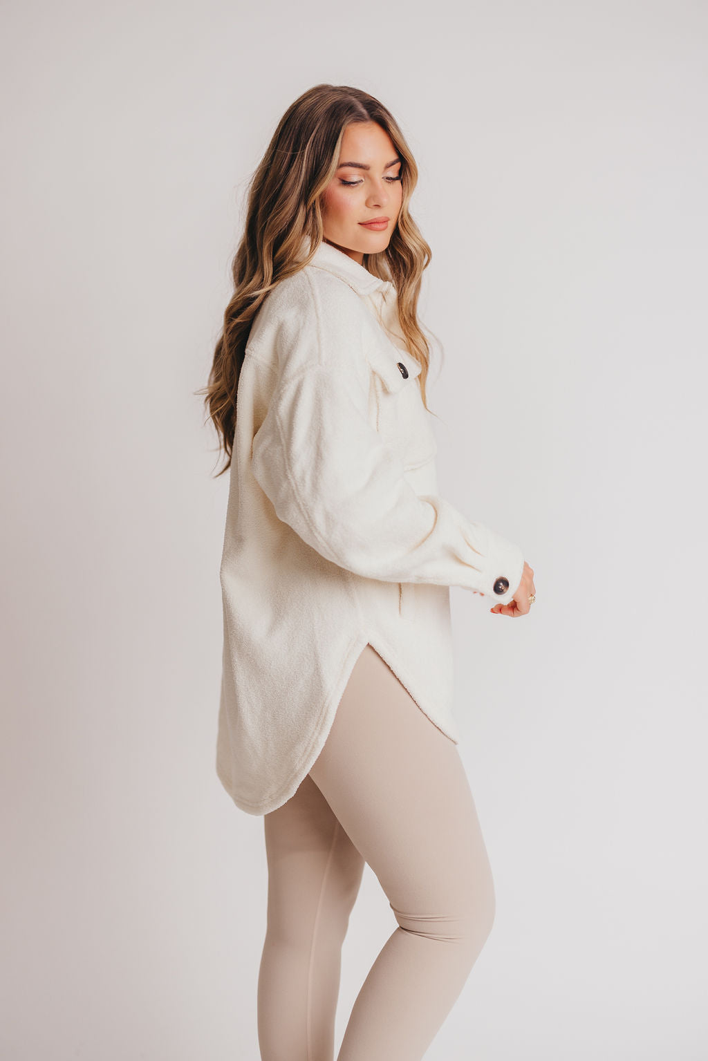 Premium Worth Collective Teddy Shacket in Cream