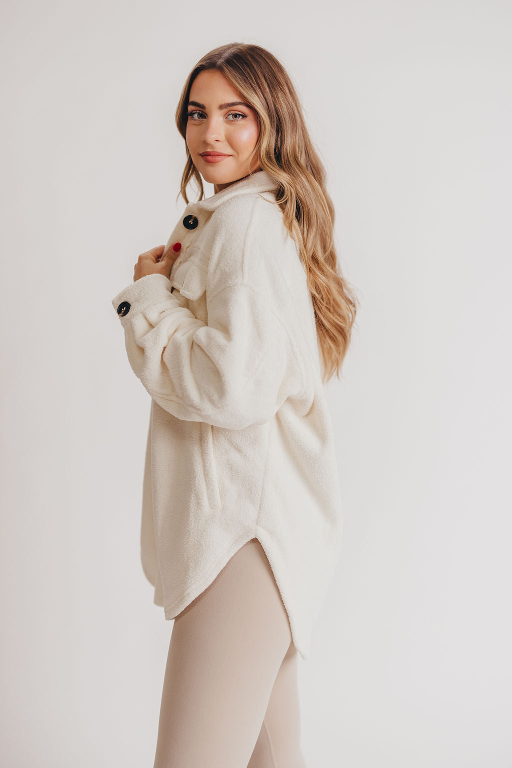 Premium Worth Collective Teddy Shacket in Cream
